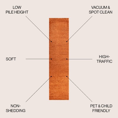 Haze Orange 2x8 Solid Low-Pile Synthetic Runner Rug