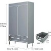 Portable Wardrobe Closet with Rolling Curtain Door Hanging Rod and 3 Drawer Boxes Non Woven Fabric Storage Organizer Tool Free - 2 of 4