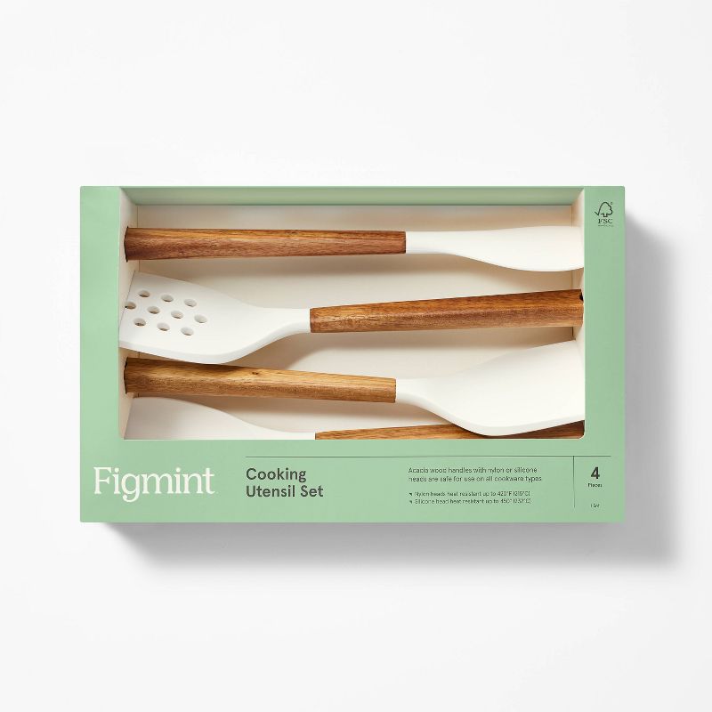 4pc Wood/Nylon Kitchen Utensil Set Brown - Figmint&#8482;, 5 of 6
