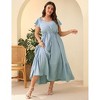 Whizmax Women Plus Size Boho Maxi Dress Short Sleeves High Waist Ruffle Casual Summer Dress with Pockets - 2 of 4