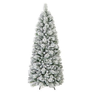 Resenkos 6-Ft Flocked Christmas Tree with Pine Needles and LED Lights - Green - 1 of 4