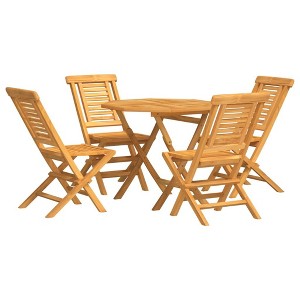vidaXL Patio Dining Set Table and Chair Furniture 5 Piece Solid Wood Teak - 1 of 4