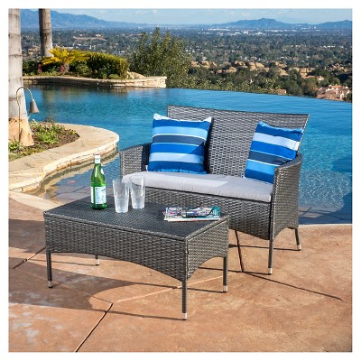 Malta 2pc Wicker Outdoor Seating Set - Multi-Gray - Christopher Knight Home