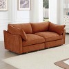 2-Seater Sofa with Pull-Out Storage Drawers, Sofa with Crescent Armrests and Piped Edge, Upholstered Chenille Sofa with Cushion-Coolbibila - 3 of 4