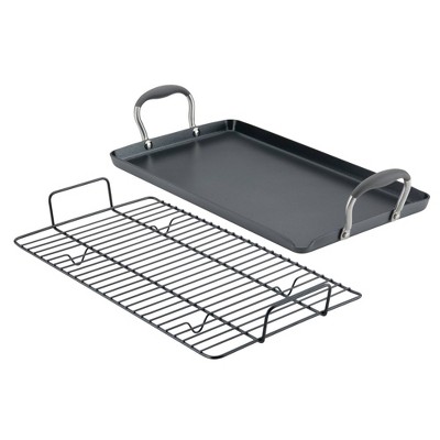 Advanced Home 10"x18" Moonstone Hard-Anodized Double Burner Griddle
