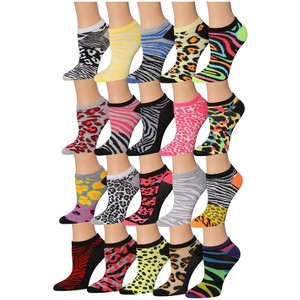 Tipi Toe Women's 20 Pairs Multi-Color Grey White Yellow Black Wild Safari No-Show Socks - 1 of 1