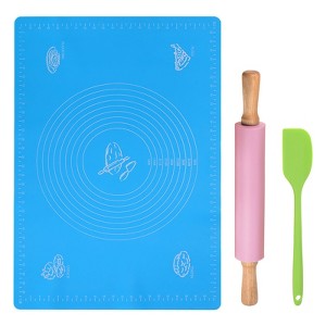Unique Bargains Silicone Non-Stick Small Heat Resistant Wooden Handle Rolling Pins 3 Pcs - 1 of 4