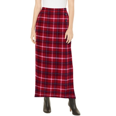 Jessica London Women's Plus Size Side-button Wool Skirt - 28 W, Red : Target