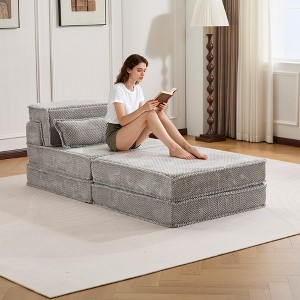 Whisen Modern Compression Loveseat, Convertible Floor Sofa Bed,DIY Boneless Modular Sectional Couch, No Assembly Required - 1 of 4