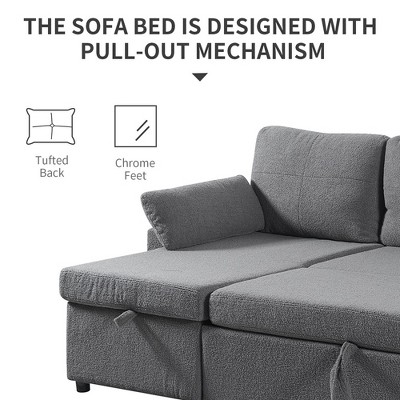 Gray Cedar Wood Tufted Sleeper Sectional with Storage