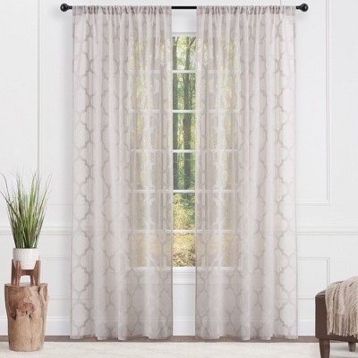 Taupe Sheer Polyester Rod Pocket Window Curtains, 52x84 Inches