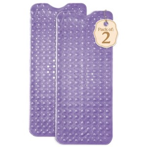 Non Slip Bathtub And Shower Mats 40x16 Extra Long Bath Tub Mat With Suction Cups & Drain Holes - Lux Decor Collection - 1 of 4