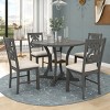 Dining Sets 5 Piece, Dining Sets Round With 4 Fabric Chairs, Round Dining Table With Storage Shelf, Counter Height Dining Sets-Cuddlewood - 3 of 4