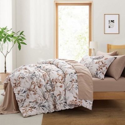 Twin Colorful Microfiber Reversible Floral Bed in a Bag Set