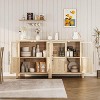 29" Modern Sideboard Buffet Cabinet with 2 Glass Doors and Storage, for Kitchen Dining Room, Living Room (Glass with 2 Door, Natural) - 3 of 4