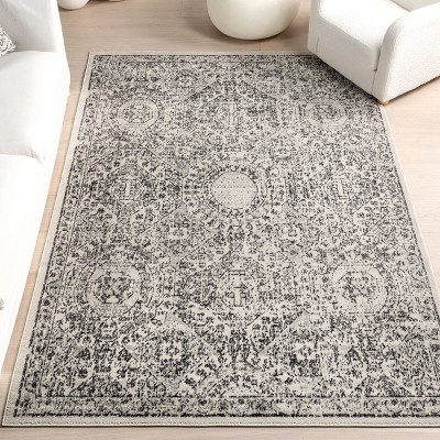 Minta Gray Vintage Reversible Rectangular Area Rug