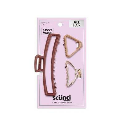 scünci Mixed Sizes Open Claw Clips - Metal - All Hair - 3pcs