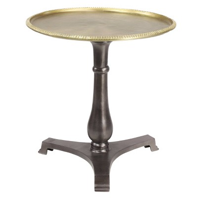 Metalic End Table With Dimensional Hammered Edges Gold and Silver - Olivia & May