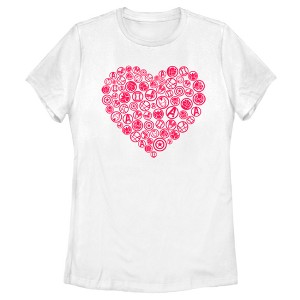 Women's Marvel Universe Logo Heart Icons T-Shirt - 1 of 4