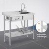 Stainless Steel Utility Sink with Faucet & Storage Shelf, Freestanding Prep & Laundry Sink for Kitchen, Garage, Restaurant & Outdoor Use - 2 of 4