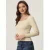 Allegra K Women's Sweetheart Neck Casual Long Sleeve Slim Fit Pullover Sweater - 3 of 4