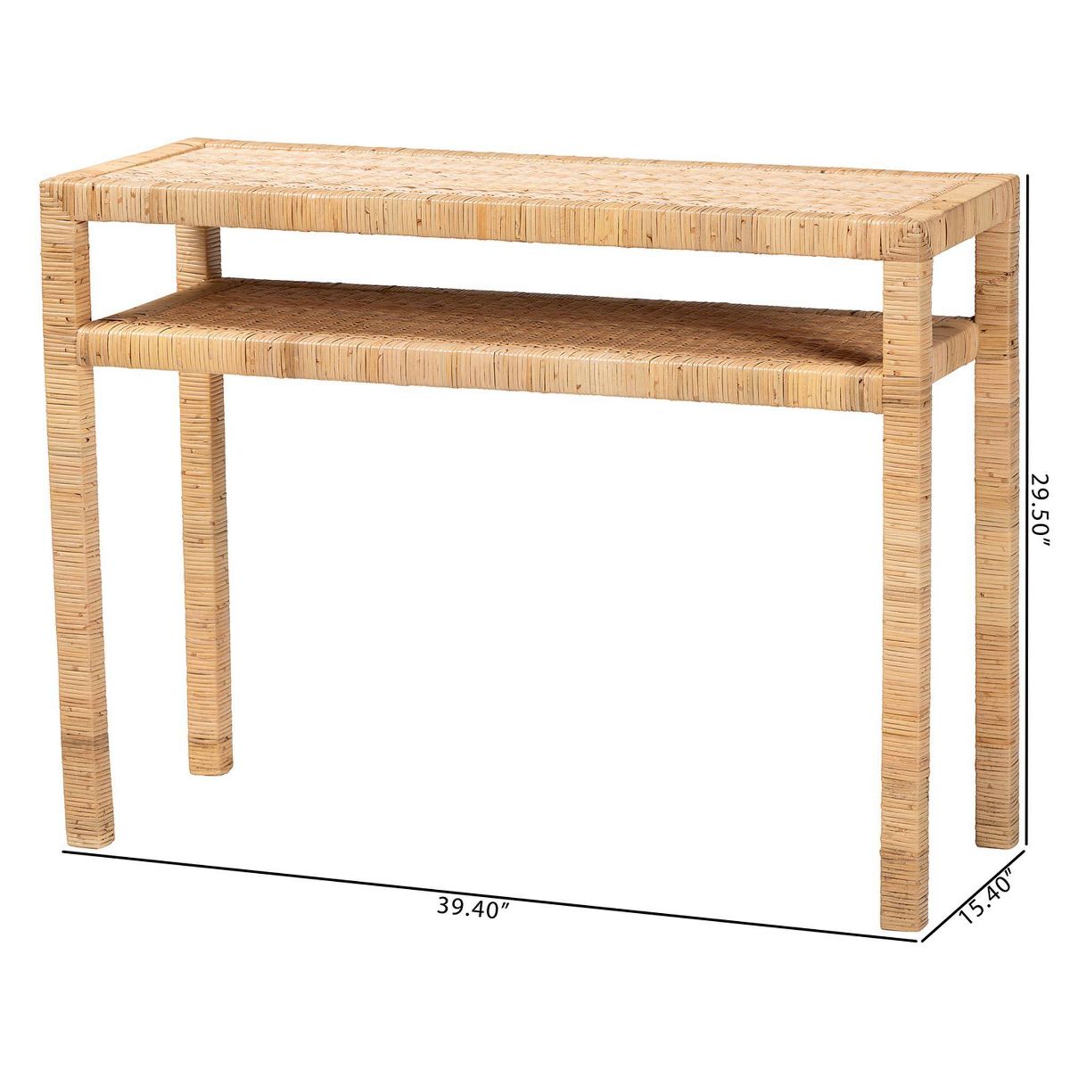bali & pari Kalimantan Rattan and Acacia Wood Console Table Light Honey - thumbnail 9