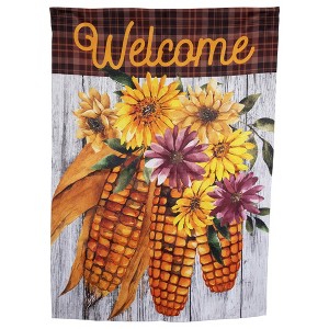 Northlight Flint Corn "Welcome" Fall Harvest Outdoor House Flag - 40" x 28" - 1 of 4
