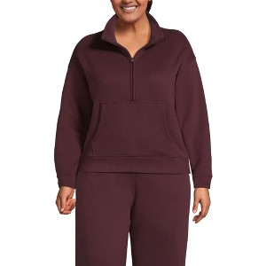 Lands' End Women's Serious Sweats Relaxed Long Sleeve Half Zip Sweatshirt - 1 of 3