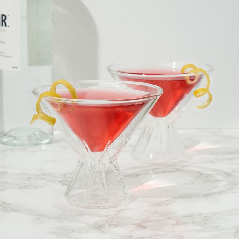 Viski Double Walled Cocktail Glasses - Insulated Martini Glasses with Cut Crystal Design - Dishwasher Safe Borosilicate Glass 8.5oz Set of 2, 3 of 10