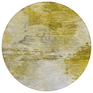 Gold Beige And Wheat Abstract Washable Indoor Outdoor Area Rug - 1 of 4