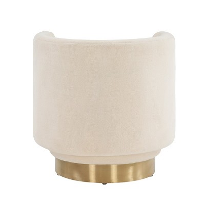 Ivory Gold 32" Swivel Accent Chair with Wood Base