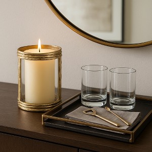 Modern Glass Candle Holder Hurricane for Home Decor - Elegant Candle Holder for Table Centerpieces Accent, Mantel, or Entryway Table - 1 of 4