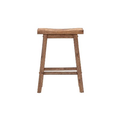Sonoma 24" Barnwood Wire-Brush Backless Saddle Counter Stool