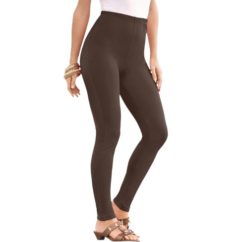 Roaman's Women's Plus Size Ankle-length Essential Stretch Legging, 1x -  Chocolate : Target