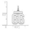 Black Bow Jewelry Sterling Silver, Athletic Collection, Small Polished Number 66 Pendant - 2 of 3