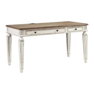 Signature Design by Ashley 60" Realyn Home Office Desk Beige: Antique-Styled, Cottage Design with Tapered Legs - 1 of 4