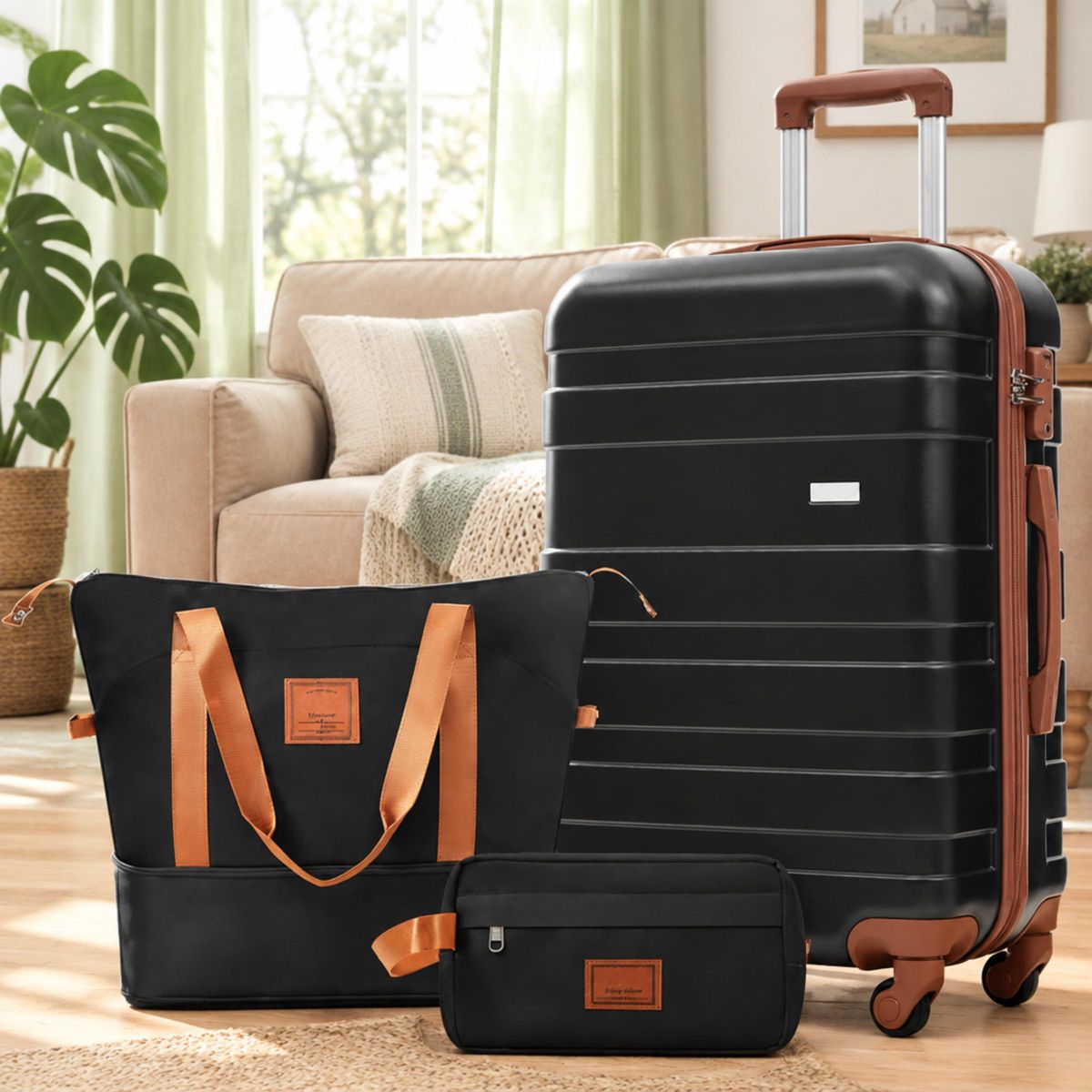 Polibi Luggage Set of 3 with a Travel Duffel Bag, a Wet- dry Separation Toiletry Bag and 28" Luggage