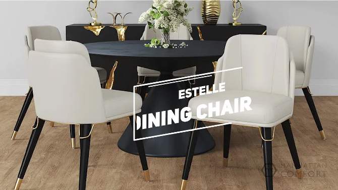Estelle Faux Leather Dining Chair Pebble - Manhattan Comfort, 2 of 9, play video