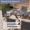 ALAULM 7-Piece Balcony Dining Set Outdoor Furniture, includes 6 rattan rocking chairs and a large metal dining table with umbrella hole, grey. - 3 of 4