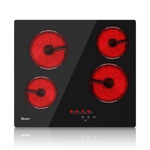 ZACHVO 24-Inch 6000W 4-Burner Built-In Ceramic Radiant Electric Cooktop with Touch Control, 220V~240V, 9 Power Levels & Child Lock - 1 of 4