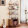 MOEPISY Tall Vinyl Record Player Stand, 4 Tier Arched Bookshelf with Sliding Doors - 3 of 4