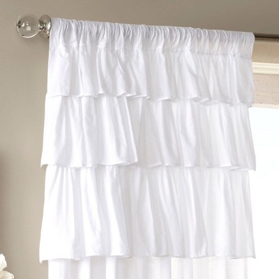 White Cotton Oversized Ruffle Rod Pocket Valance