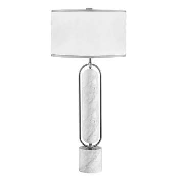 SAGEBROOK HOME 30" Metal/Marble Table Lamp Silver/White