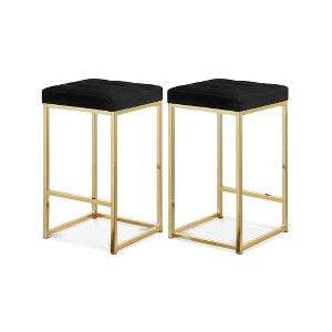 Meridian Furniture,Nicola Black Velvet Stool, Set of 2 - 1 of 4