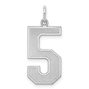 Black Bow Jewelry Sterling Silver, Jersey Collection, Large Number 5 Pendant - 1 of 4
