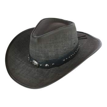 Kenny K Men's Grey UPF 50+ Western Hat with Vegan Leather Band
