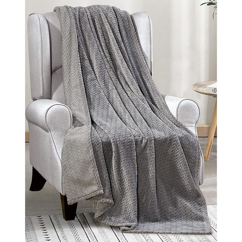 Oversized Super Cozy and Extra Heavy Chevron Braided Blanket (50" x 70"), 1 of 6