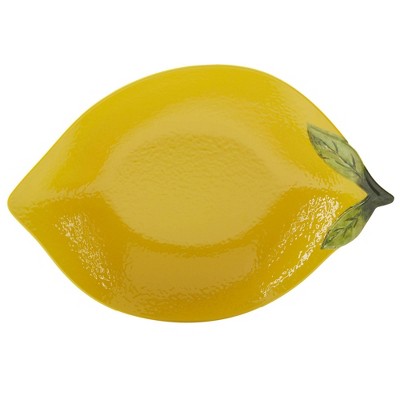 Yellow Lemon-Shaped Melamine Serving Platter and Bowl Set