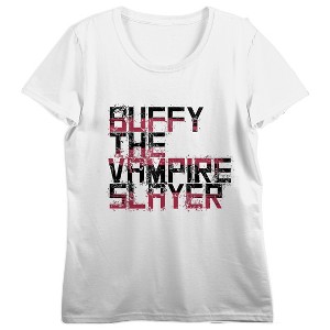 Buffy The Vampire Slayer Logo Art With Cross Crew Neck Short Sleeve Women's White T-shirt - 1 of 3
