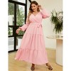 Clearlove Women's Plus Size V-Neck Long Sleeves A-Line Pleated Floor Length Formal Dress - 2 of 4